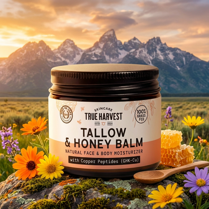 Tallow & Honey Balm - Natural Face & Body Moisturizer with Copper Peptides (GHK-Cu)